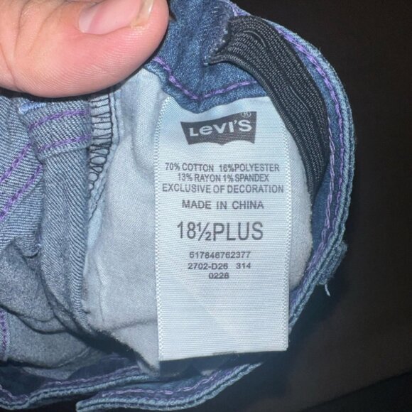 Levi Strauss Girl 18 1/2 Plus Slim Straight Stretch Adjustable Waist Denim Jeans - Picture 8 of 10